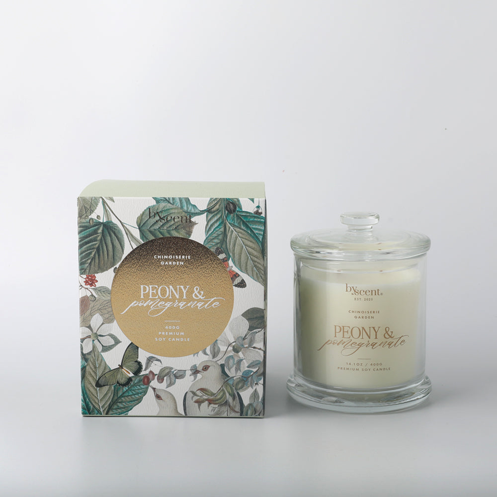 Peony & Pomegranate 400g Candle By Scents Aviary