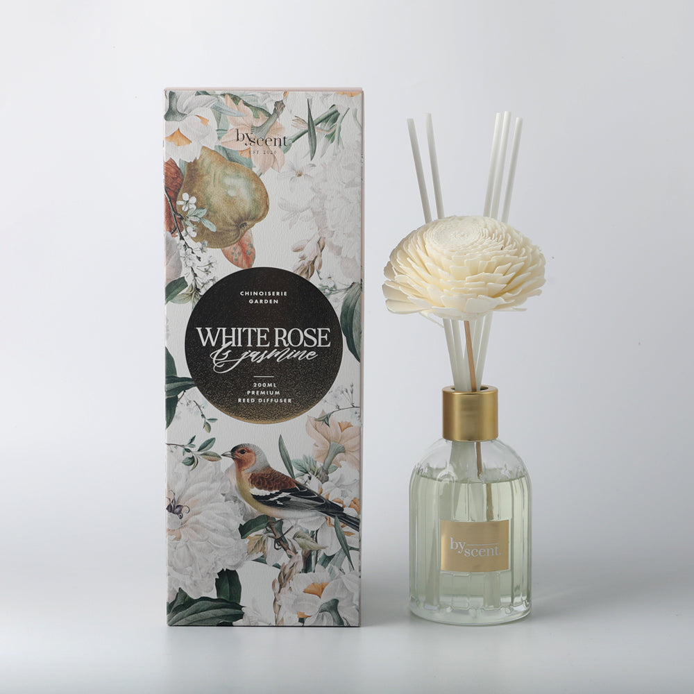 White Rose Jasmine 200ml Diffuser By Scents Aviary