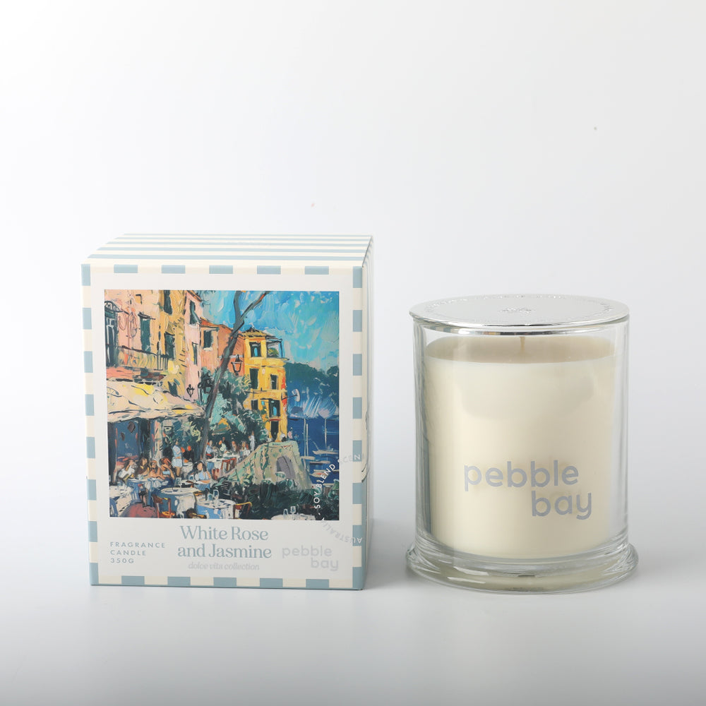 White Rose Jasmine 350g Candle Pebble Bay Mediterranean