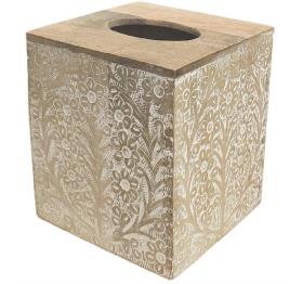 Wooden Tissue Holder White 14cm