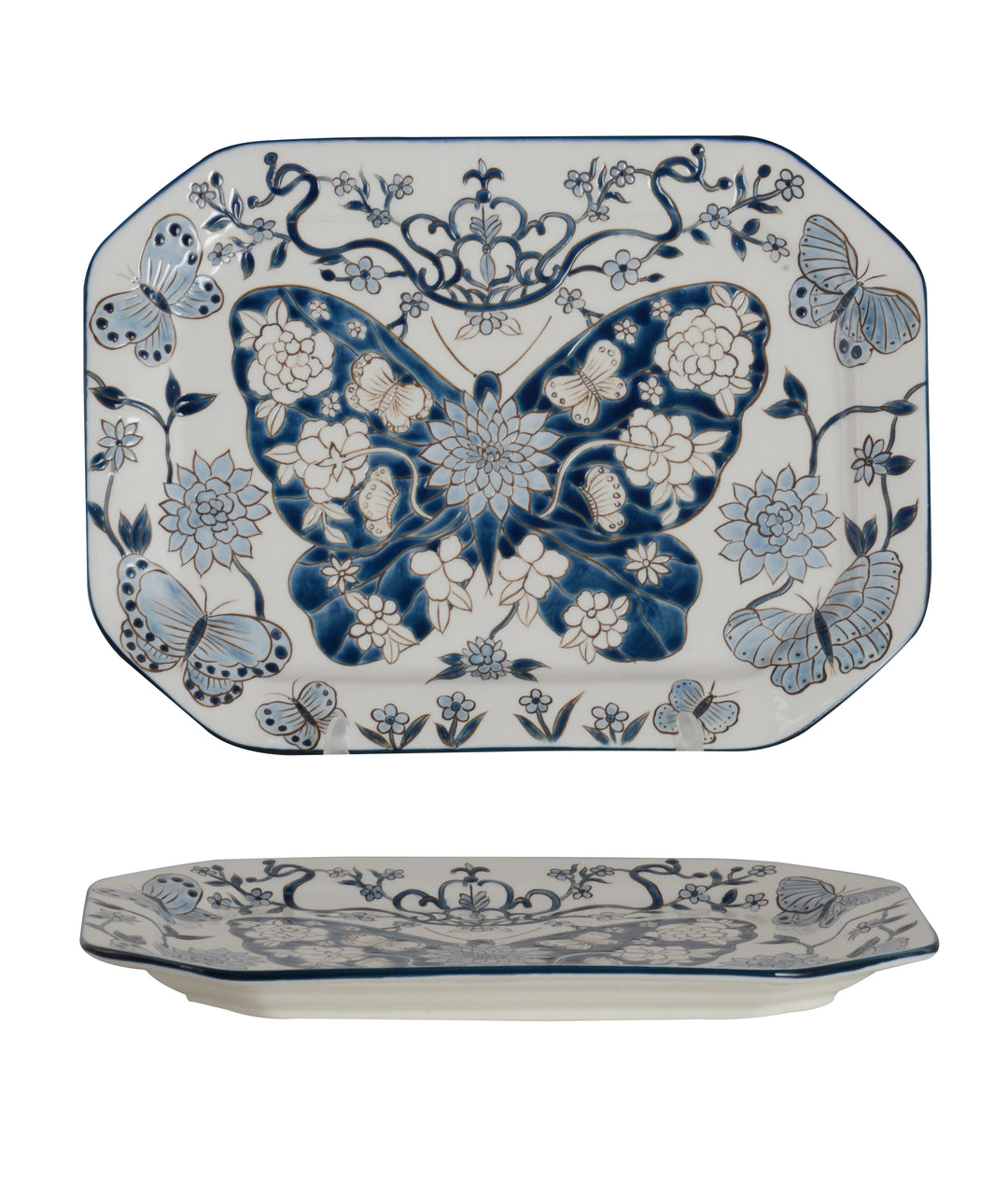 Butterfly Muse S/2 Hex Plate 33cm White