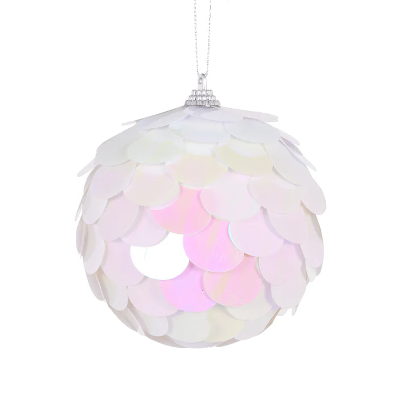 Iridescent Scalloped Bauble 10cm