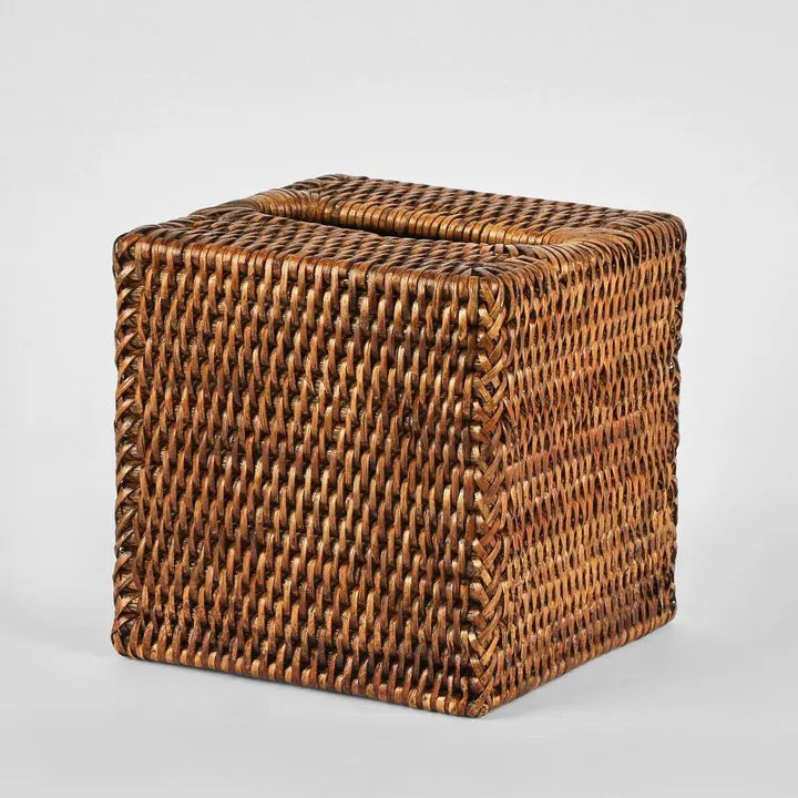 Paume Brown Rattan Square Tissue Box 14x14cm