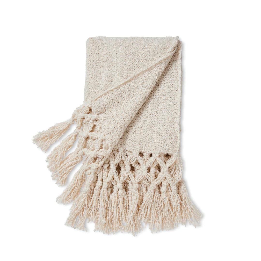 Ava Boucle Tassel Throw Cream 130X150Cm