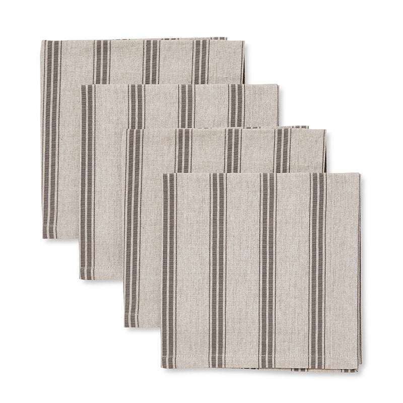 Macedon Charcoal Stripe Napkin Set 4
