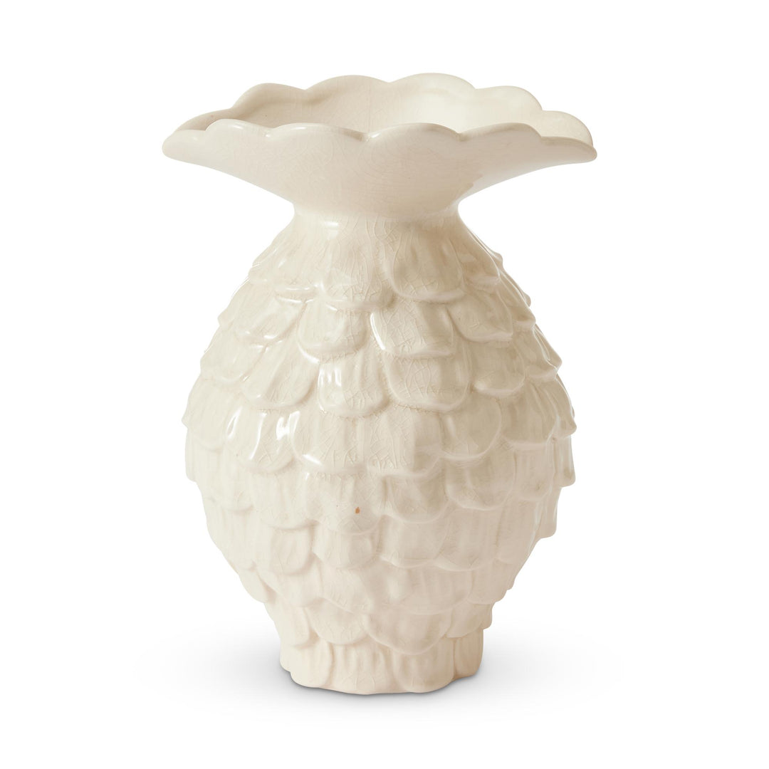 Maui White Crackle Vase Large D14.5X21cm