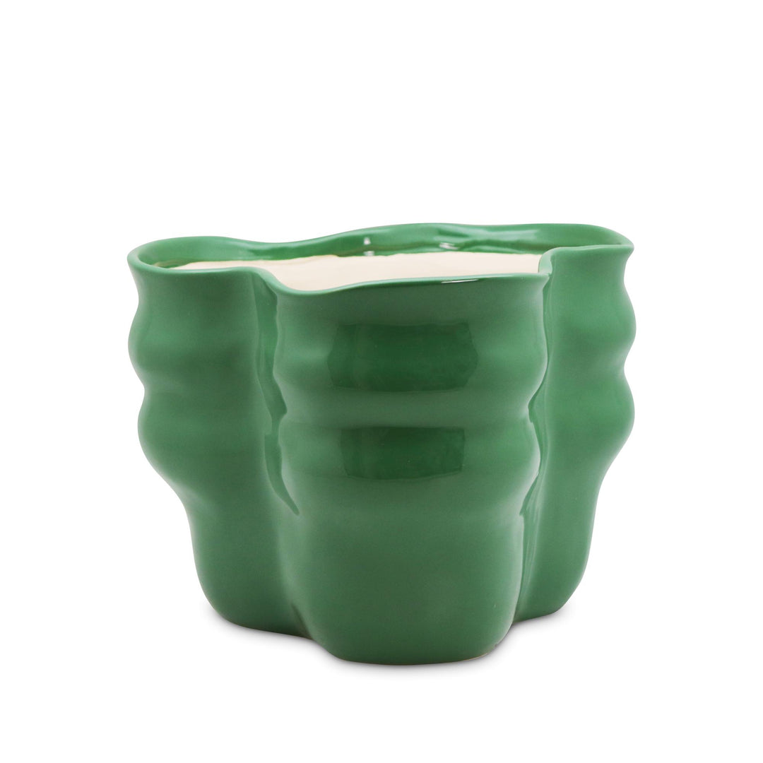 August Wavy Green Planter 24.5X23X18.5cm