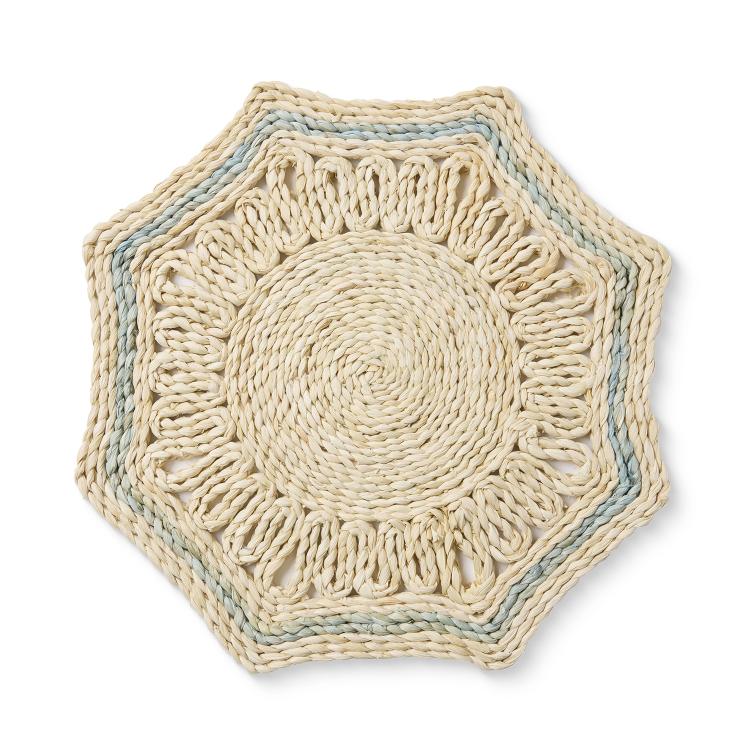 Majorca Natural/Blue Woven Placemat 35X35Cm