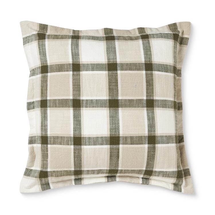 Keaton Green Slub Check Cushion 50Cm