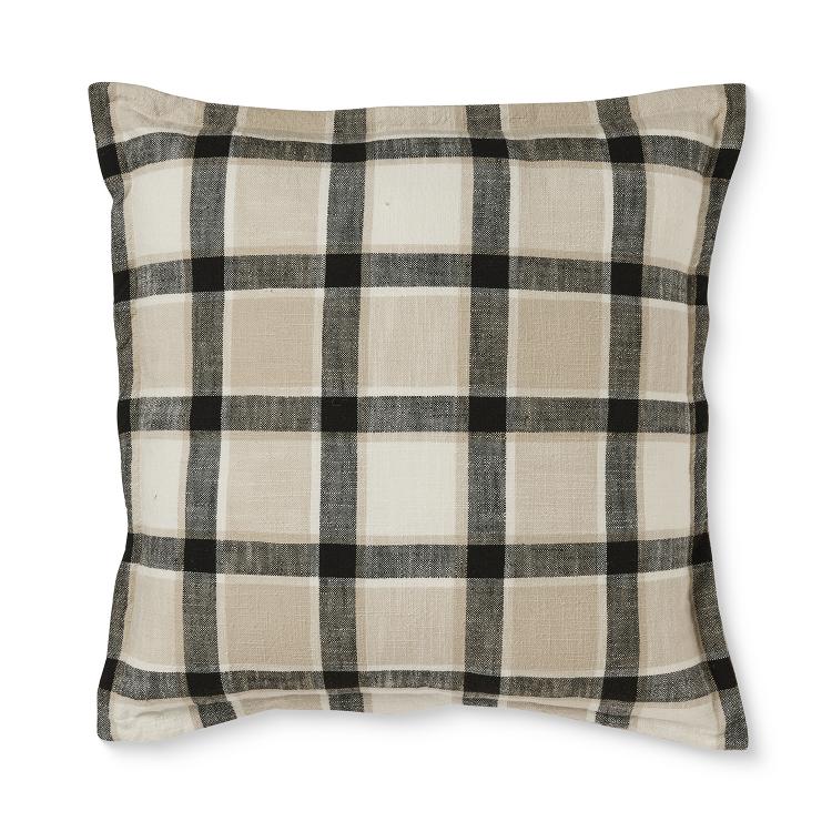 Keaton Black Slub Check Cushion 50Cm