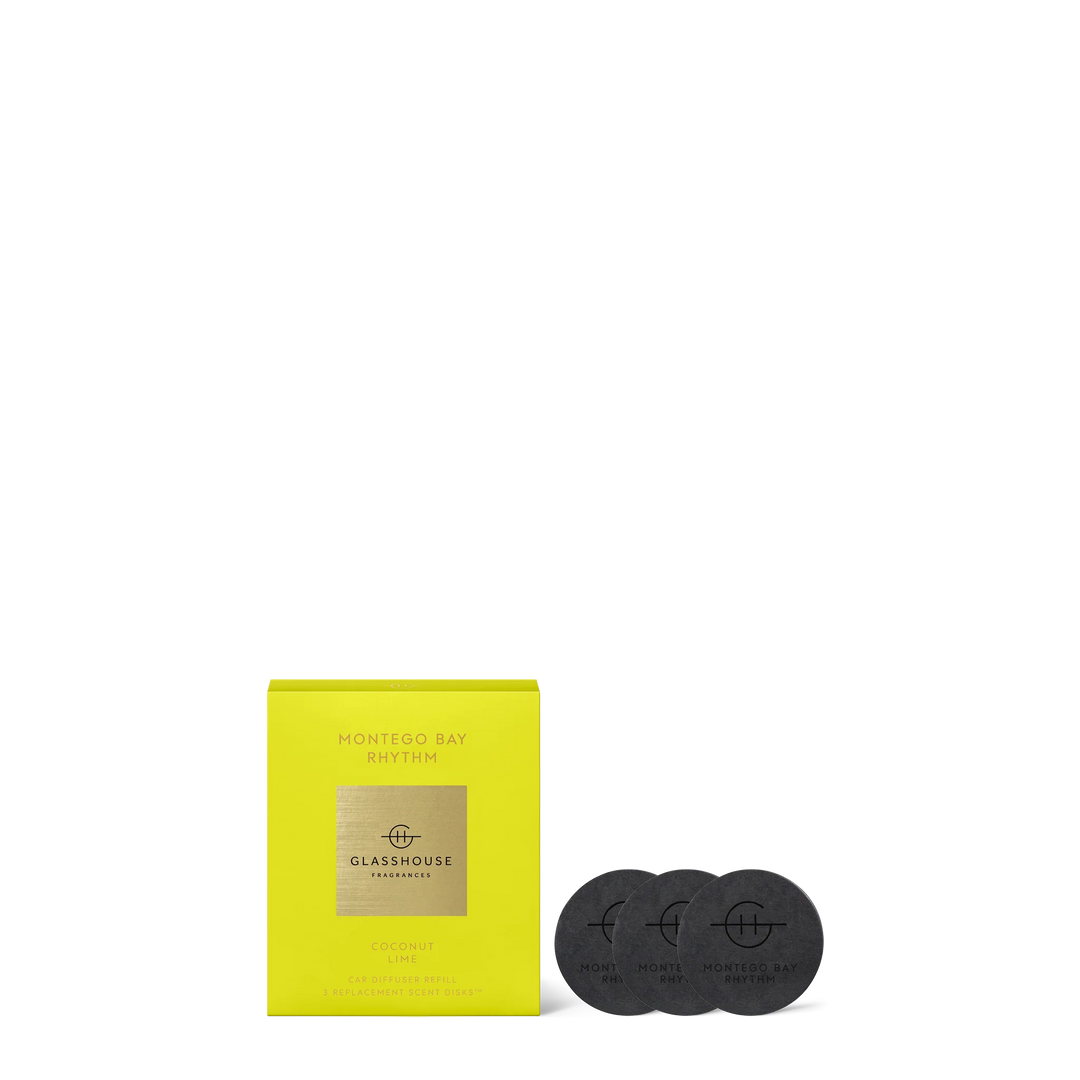 Glasshouse Fragrances Montego Bay Rhythm 3 Replacement Scent Disks for Car Diffuser