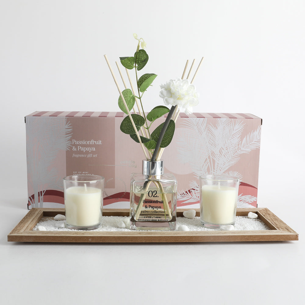Pebble Bay 02 Candle & Diffuser Set Pink Passionfruit & Papaya