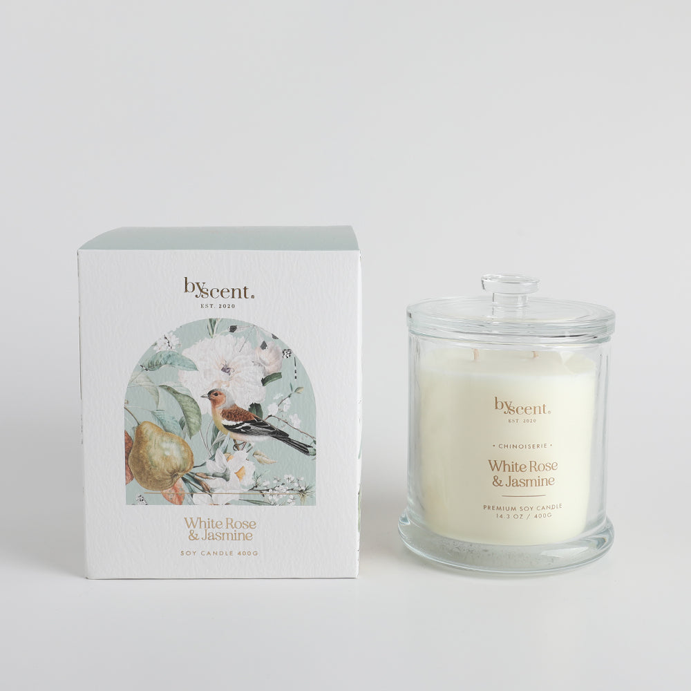 By Scent Botanicals White Rose & Jasmine 400G Soy Candle