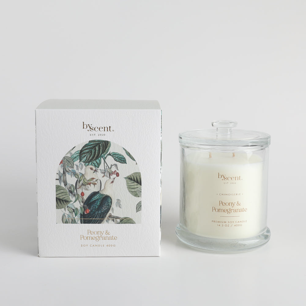 By Scent Botanicals Peony & Pomegranate 400G Soy Candle