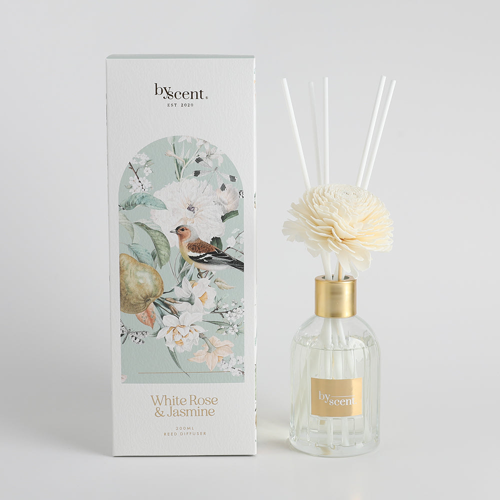 By Scent Botanicals White Rose & Jasmine Diffuser With Flower 200ml