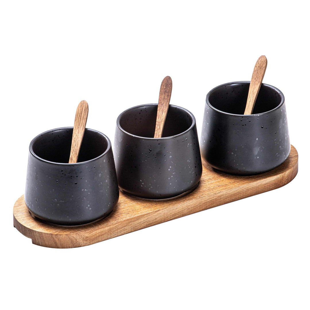 Elements Onyx 7 Piece Spoon Bowl & Tray Set