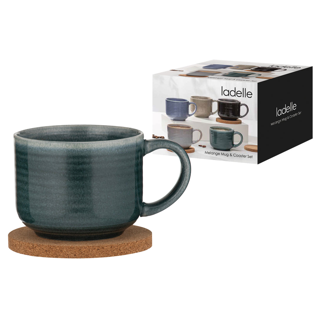 Melange Teal Mug & Coaster Set