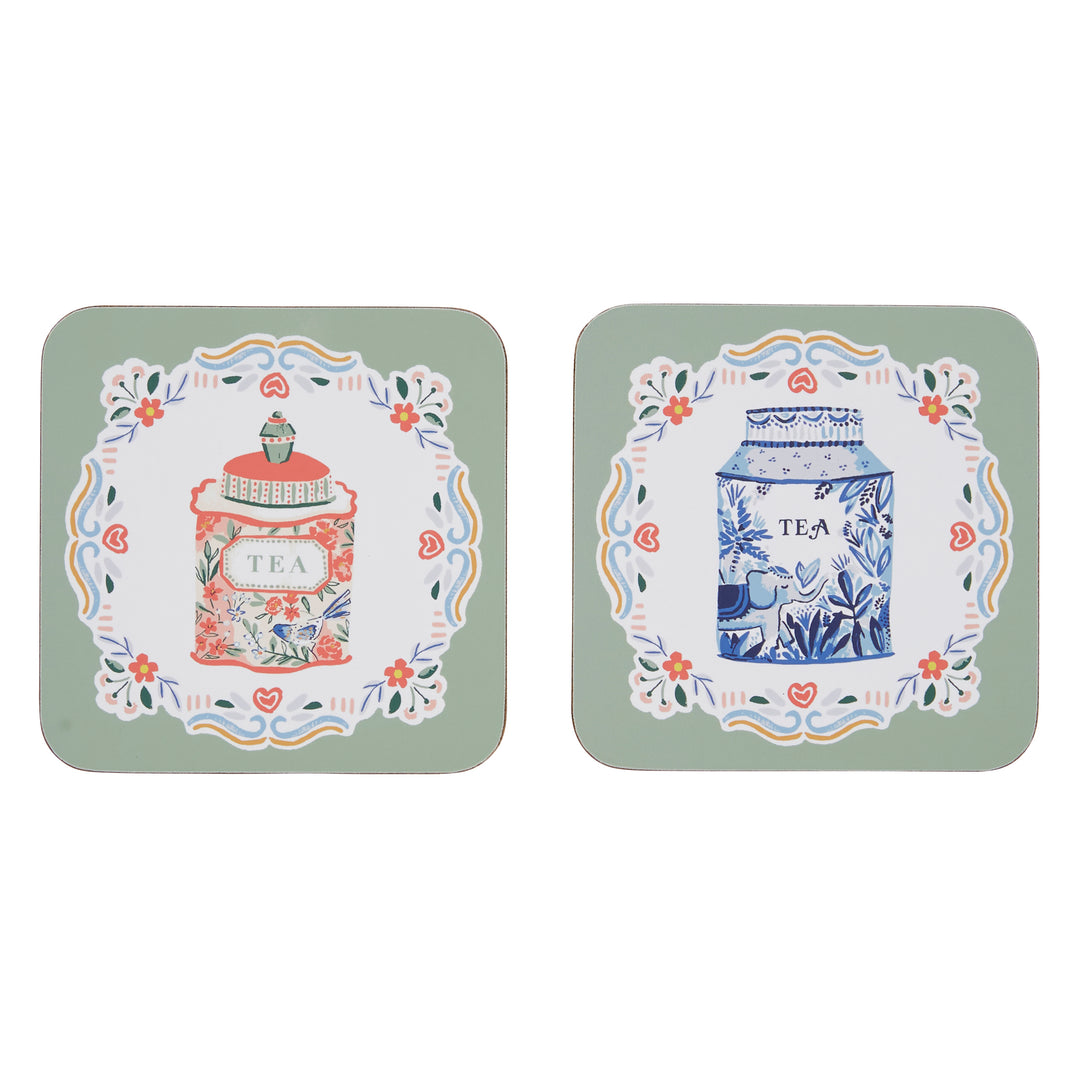 Tea Tins Coaster Set of 4 11x11x1cm