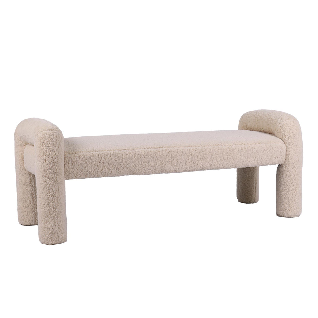 Mia Bench 150x53.5x55.5cm Off White Teddy Fabric