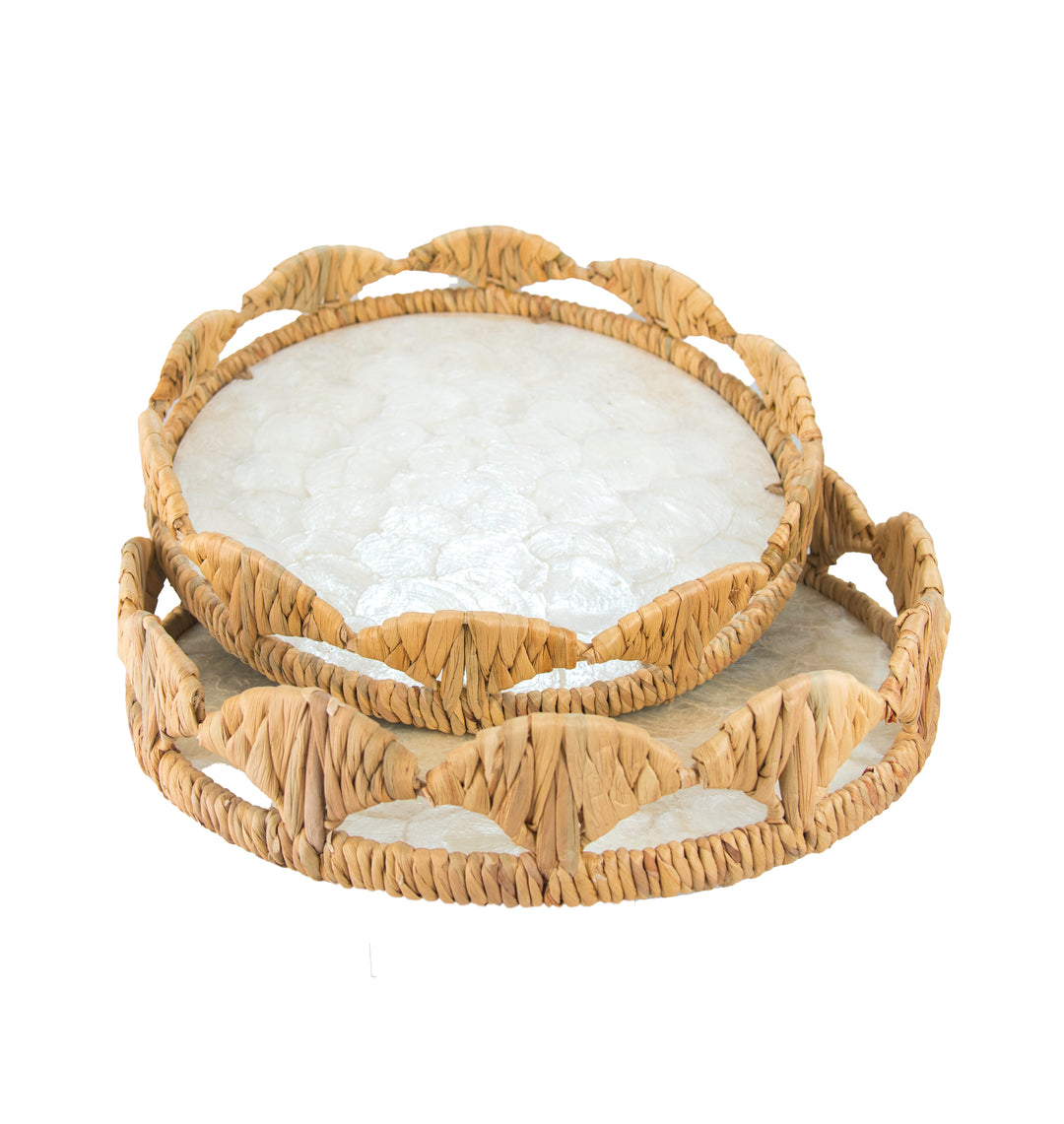 Hanoi Hyacynth Capiz Round Trays Lge