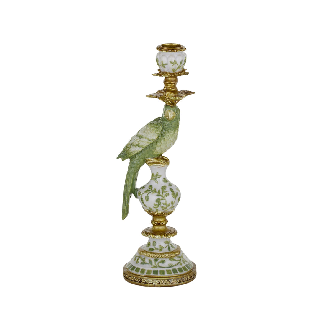 Polly Parrot Resin Candleholder 9x28cm Green