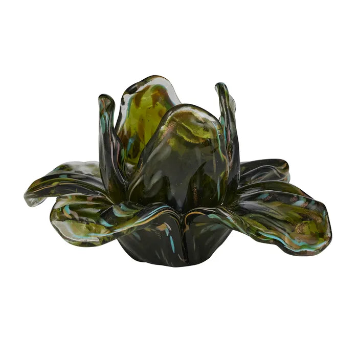 Messina Glass Candleholder 15x7cm Green