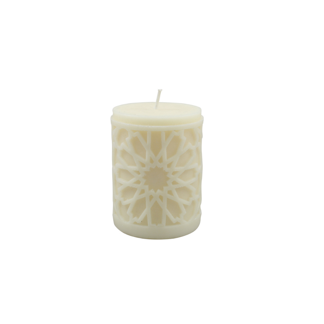 Mandala Candle Cream 9x7cm (25hr burn)