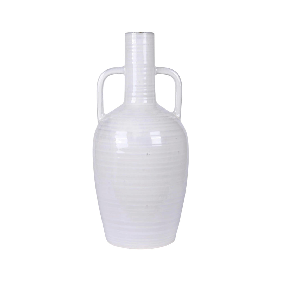 Roxy White Ceramic Double Handle Vase