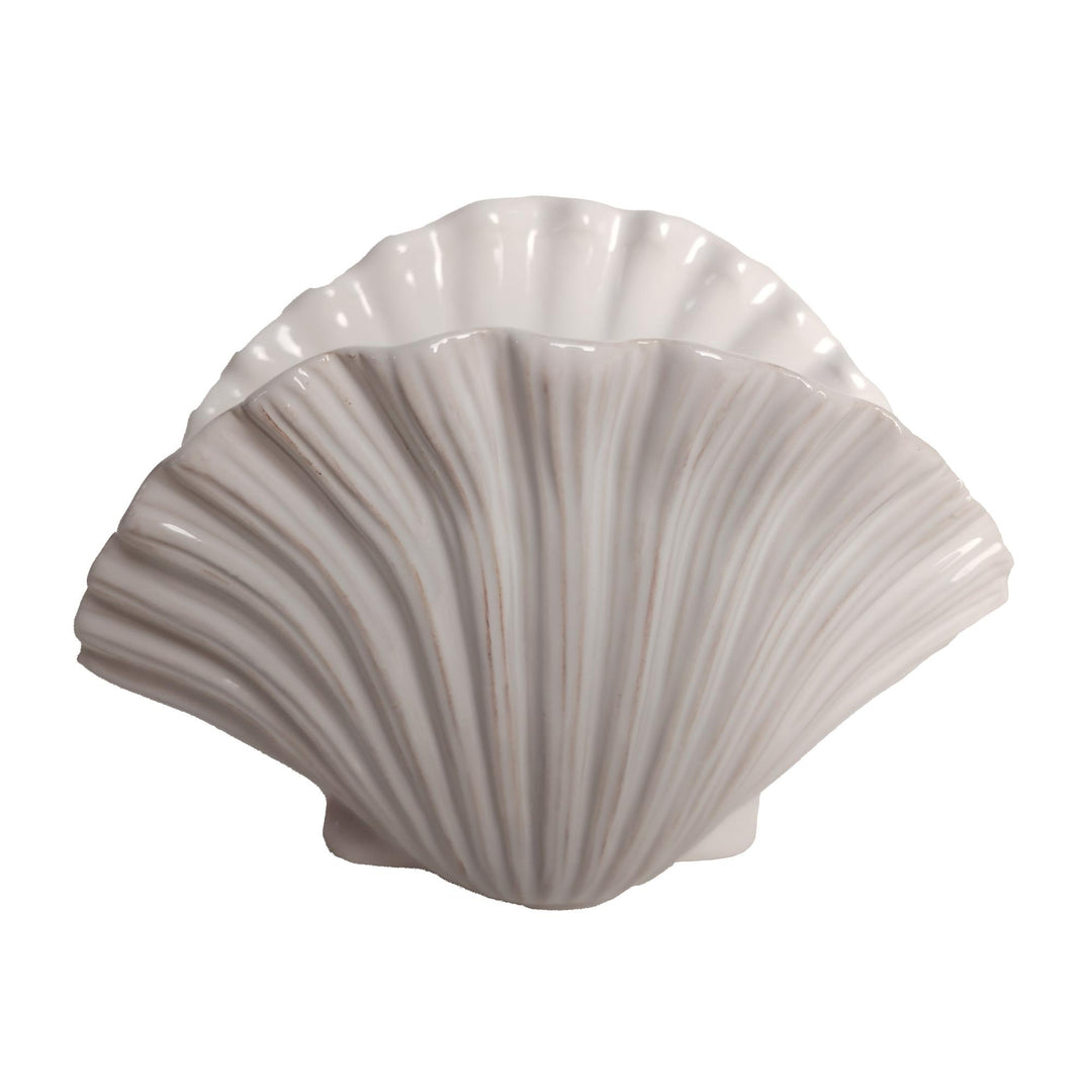 Noah Ceramic White Clam Shell Vase