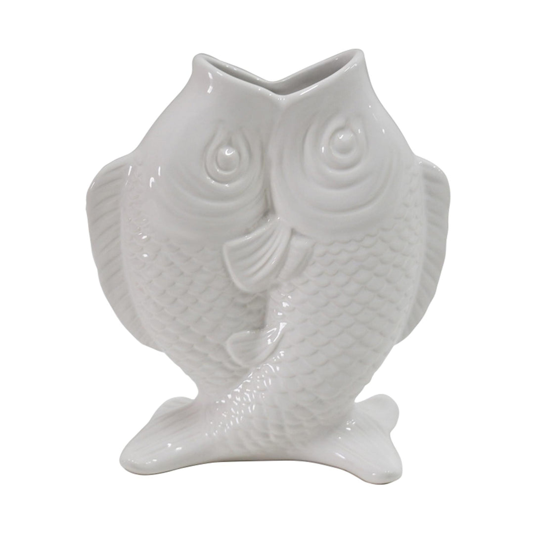 Marco Ceramic Blue Double Fish Vase