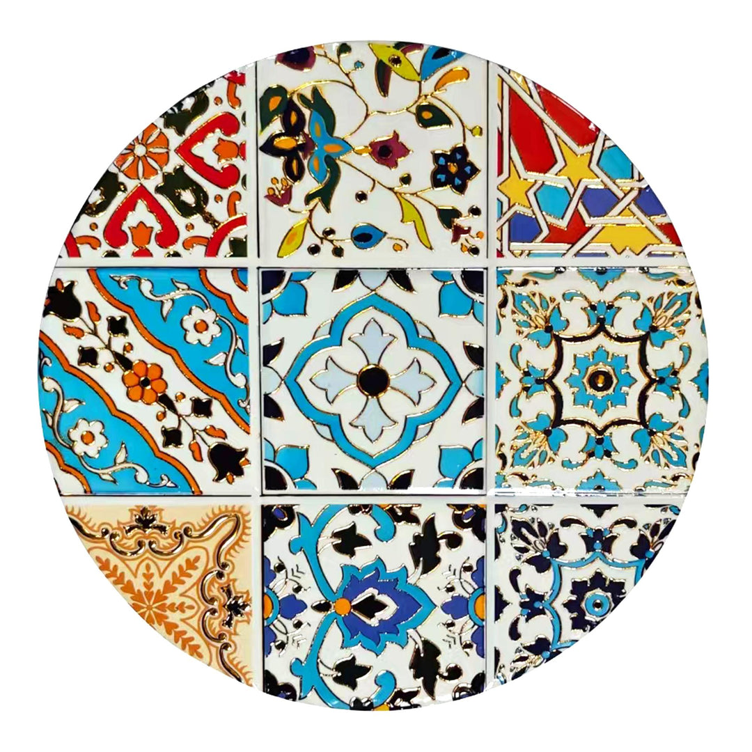 Darby Ceramic Trivet Round Blue Yellow