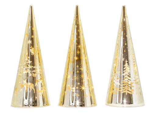 Tree Etched Led Gold Asst 30cm