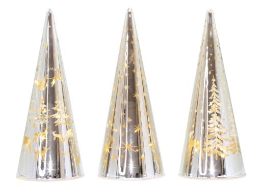 Tree Etched Led Silver Asst 30cm