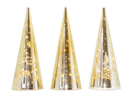Tree Etched Led Gold Asst 20cm