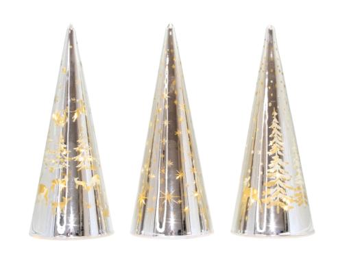 Tree Etched Led Silver Asst 20cm