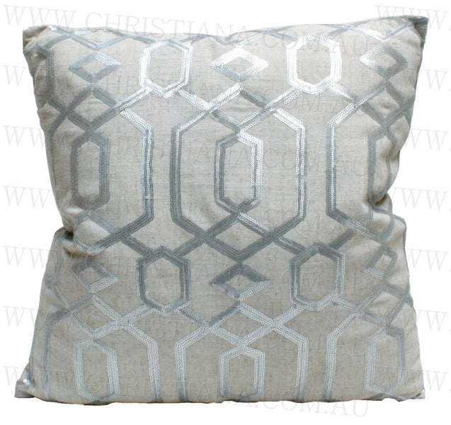 Cushion Sequin Links Silver 45cm