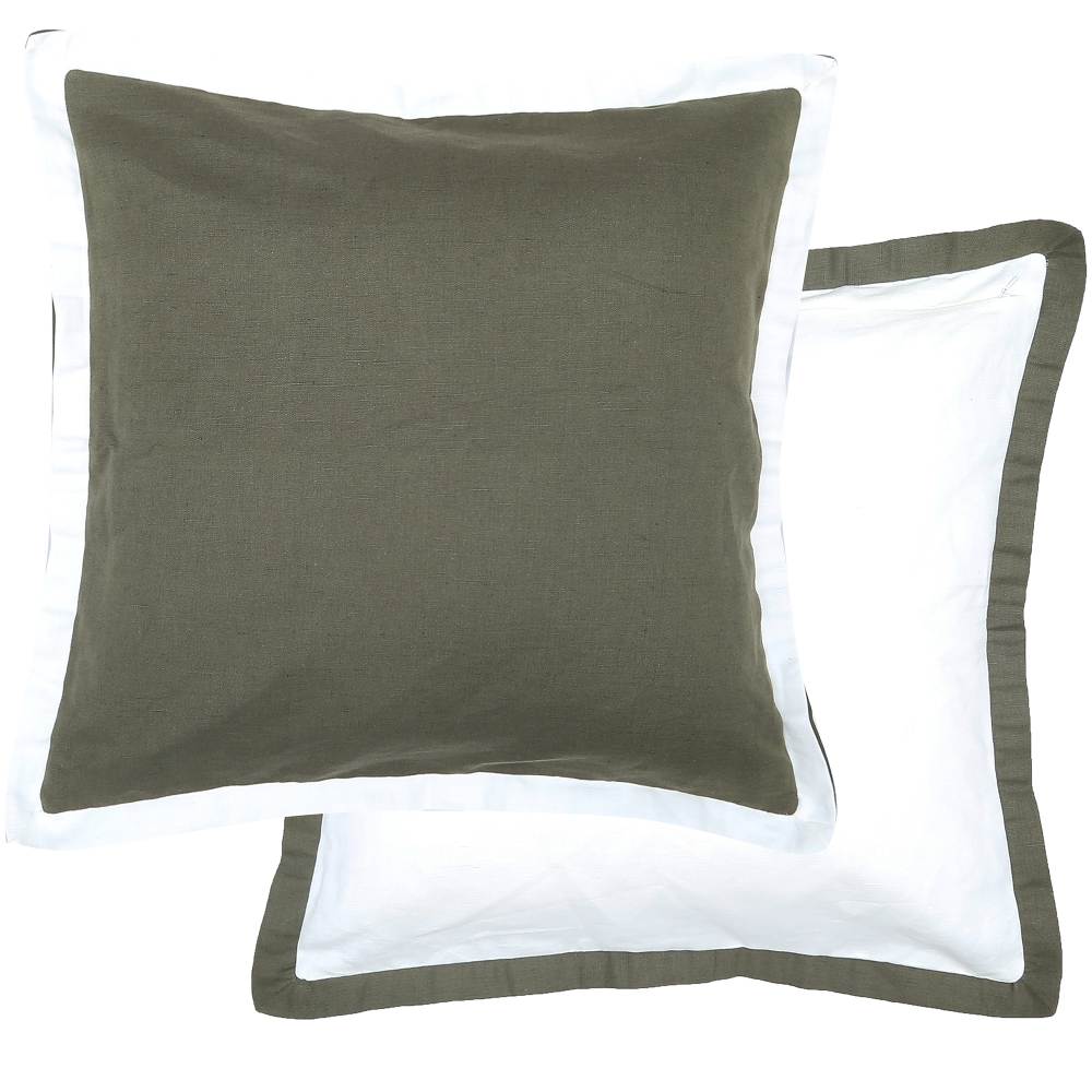 Double Green Linen Cotton Cushion 50cm
