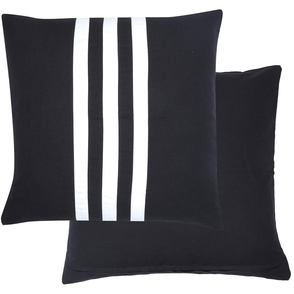 Triple Black Linen Cotton Cushion 50cm