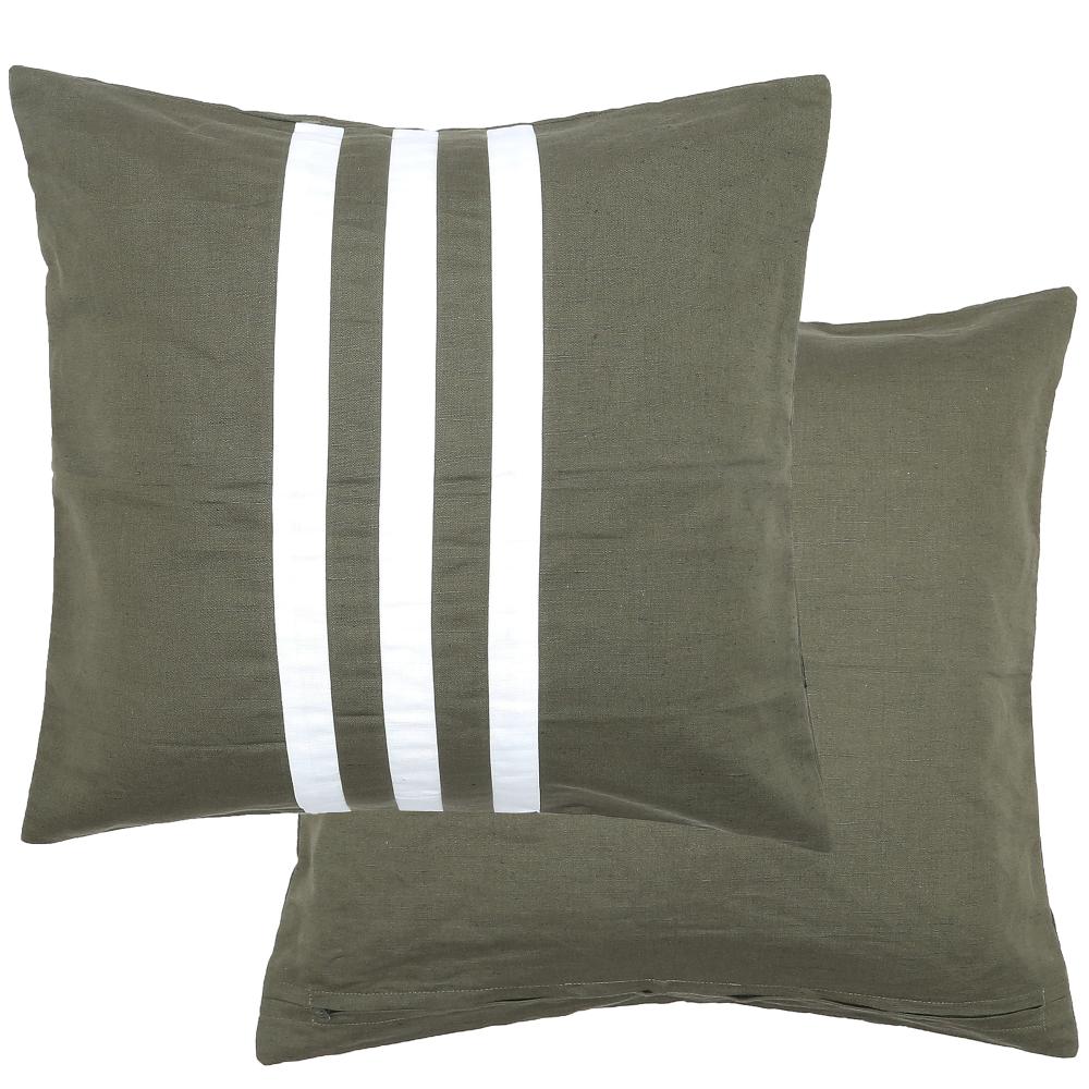 Triple Green Linen Cotton Cushion 50cm