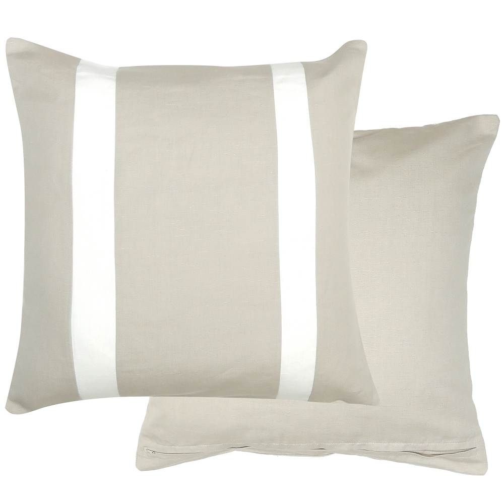 Double Line Natural Linen Cotton Cushion 50cm