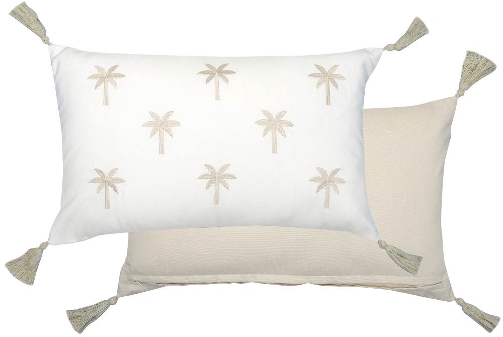 Palm Taupe Embroidered Cushion 30x50cm