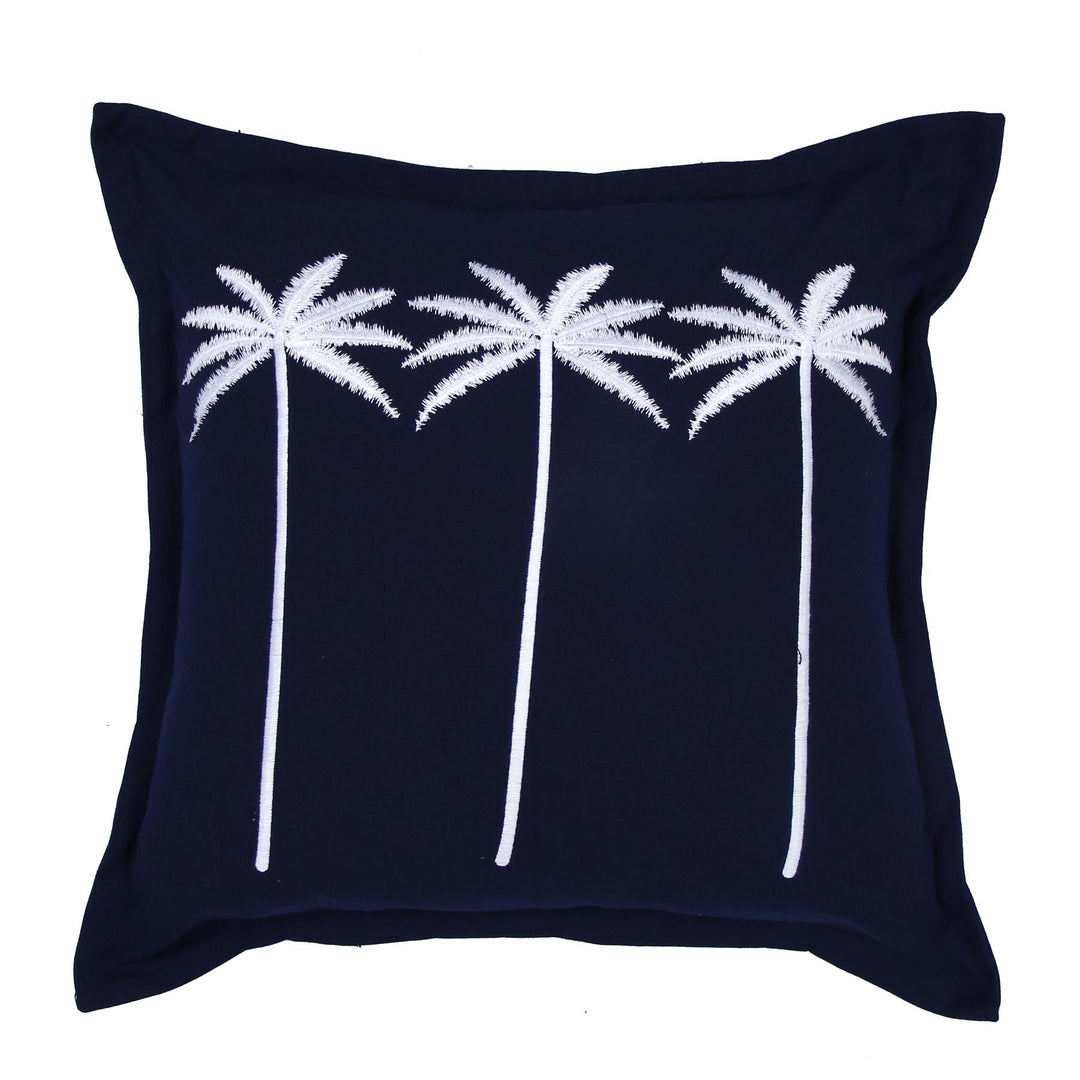 Palm Embroid Cushion Navy 50x50