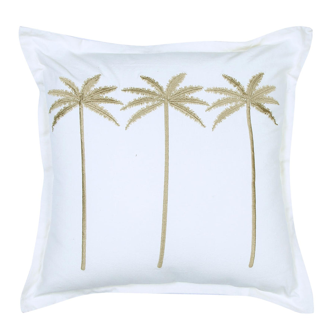 Palm Embroid Cushion White 50x50