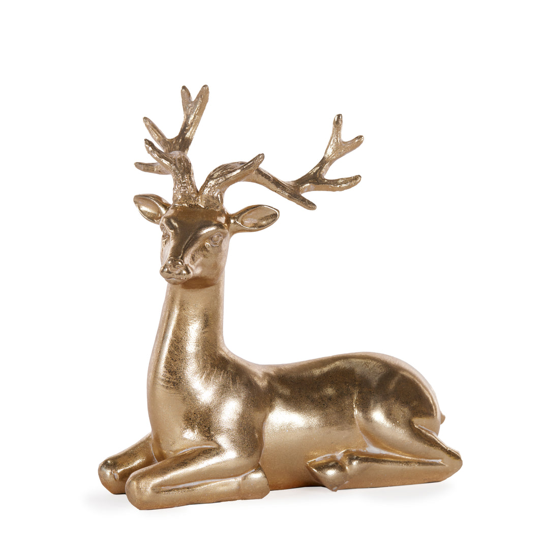 Metallic Gold Reindeer Sitting 21 x 11.5 x 23 cm