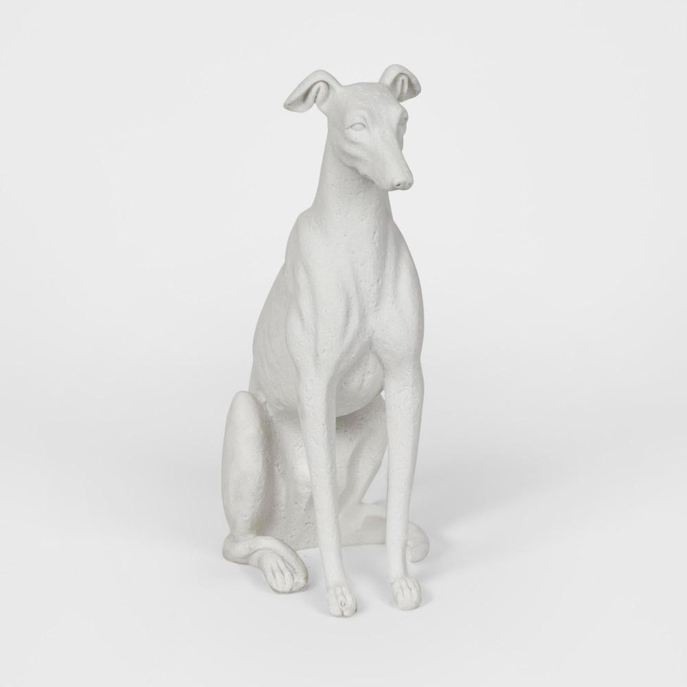 Finn Dog Sculpture White L:21 W:21.5 H:29.8