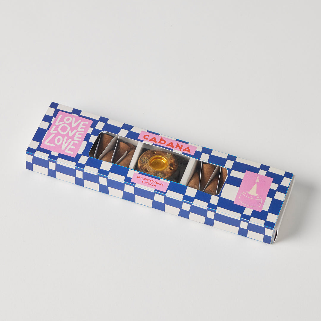 Cabana Scented 40pc Incense Cones with Holder