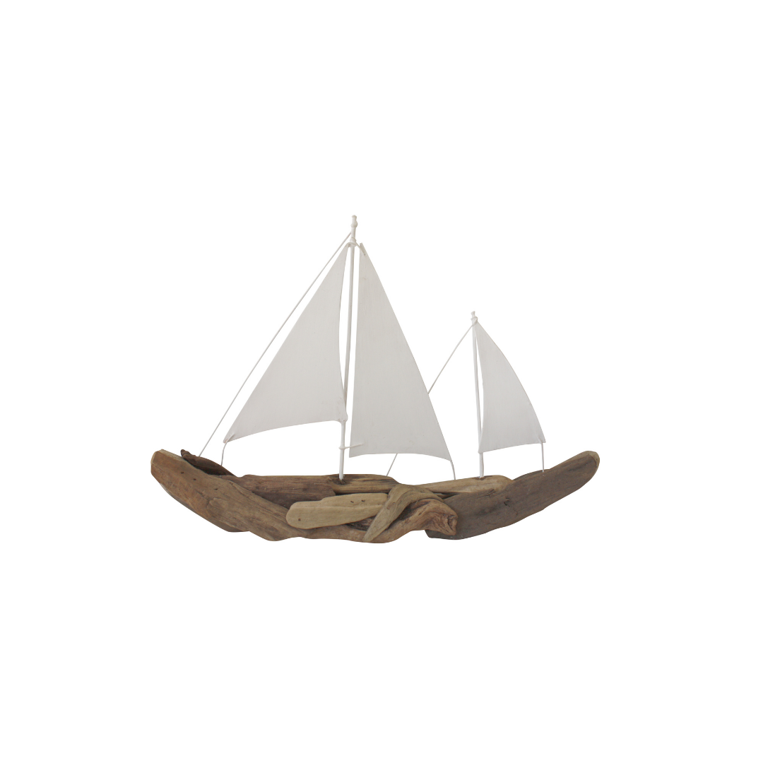 Driftwood Sailing Boat 28x41x8cm