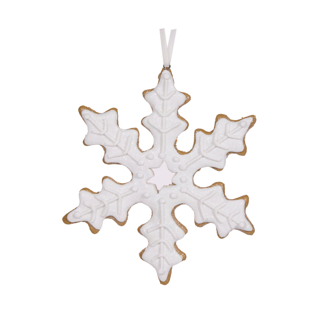 Iced Gingerbread Snowflake Hanging 13.6 × 0.8 × 13.6cm