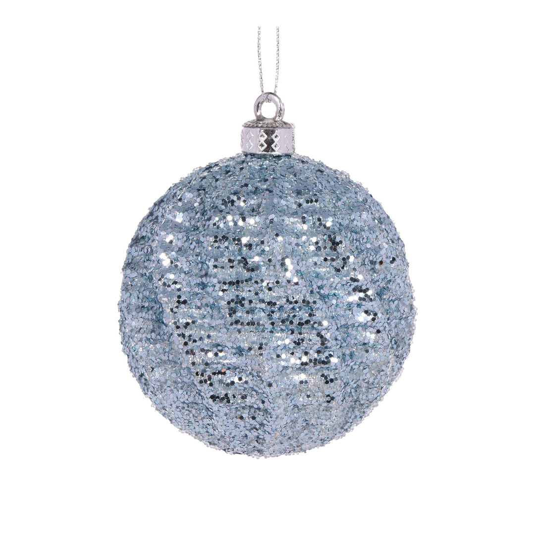 Light Blue Lantern Swirl Bauble 8 cm Dia