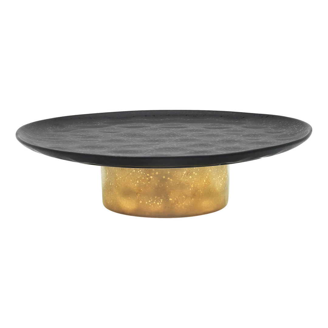 Ecology Speckle Footed Cake Stand 32cm Ebony Gold Foot Gift Boxed